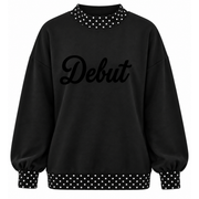 DEBUT FLOCK DOT TRIM MOCK (FUZZY FEEL)