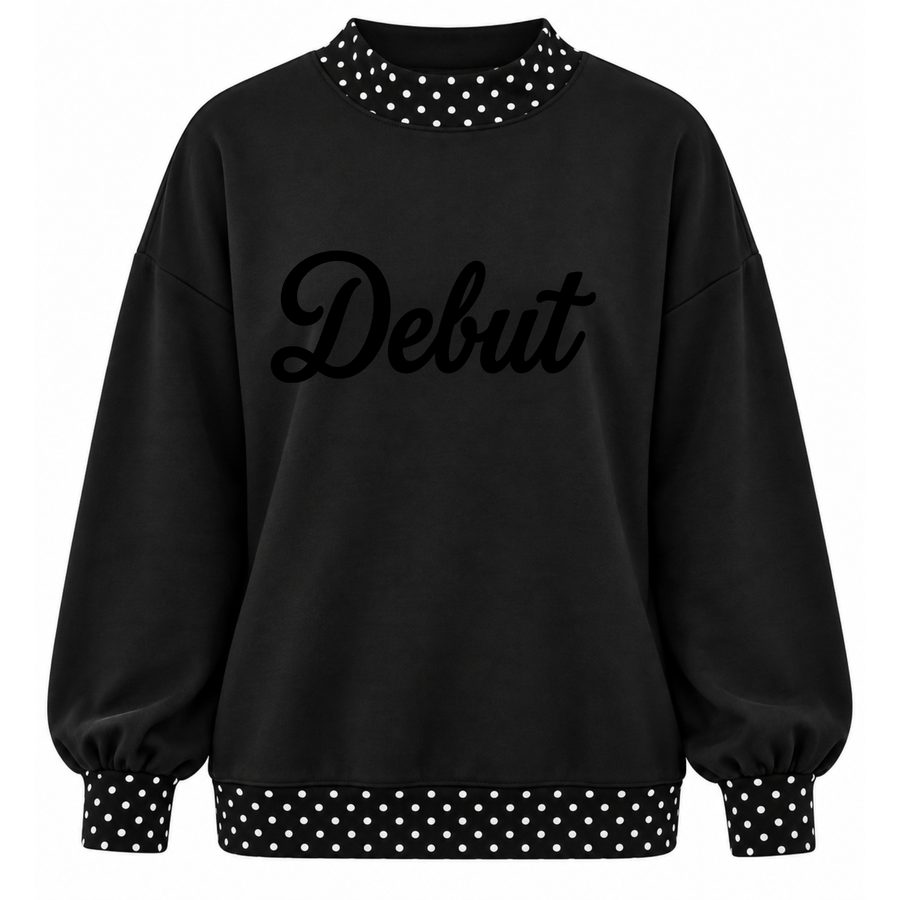 DEBUT FLOCK DOT TRIM MOCK (FUZZY FEEL)