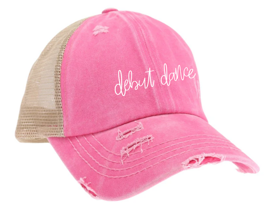 DEBUT WASHED PONY CROSS CAP - PINK